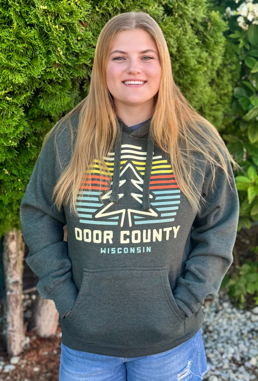 DOOR COUNTY SUNSET PINE HEATHER HUNTER HOODIE SWEATSHIRT
