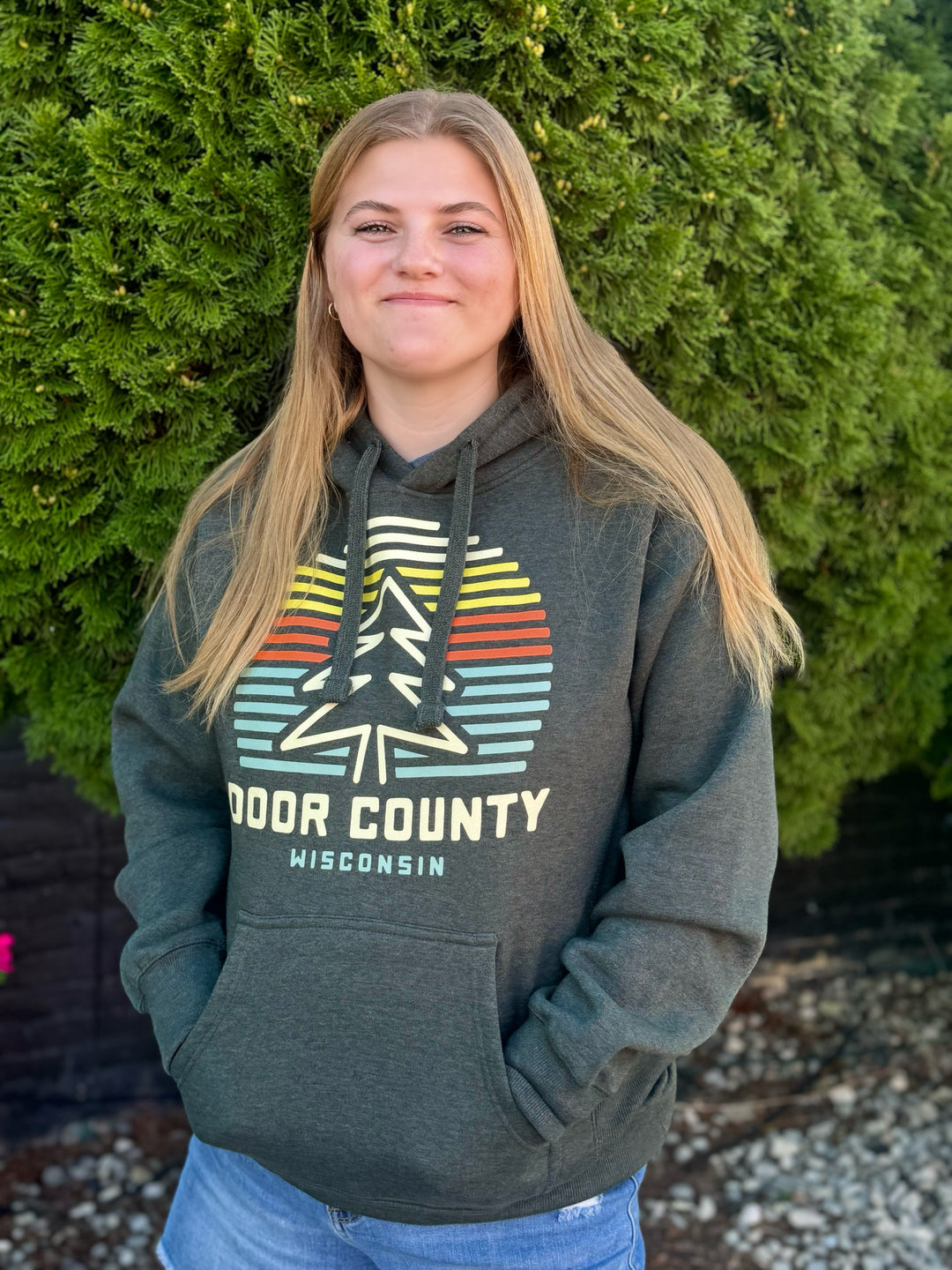 DOOR COUNTY SUNSET PINE HEATHER HUNTER HOODIE SWEATSHIRT