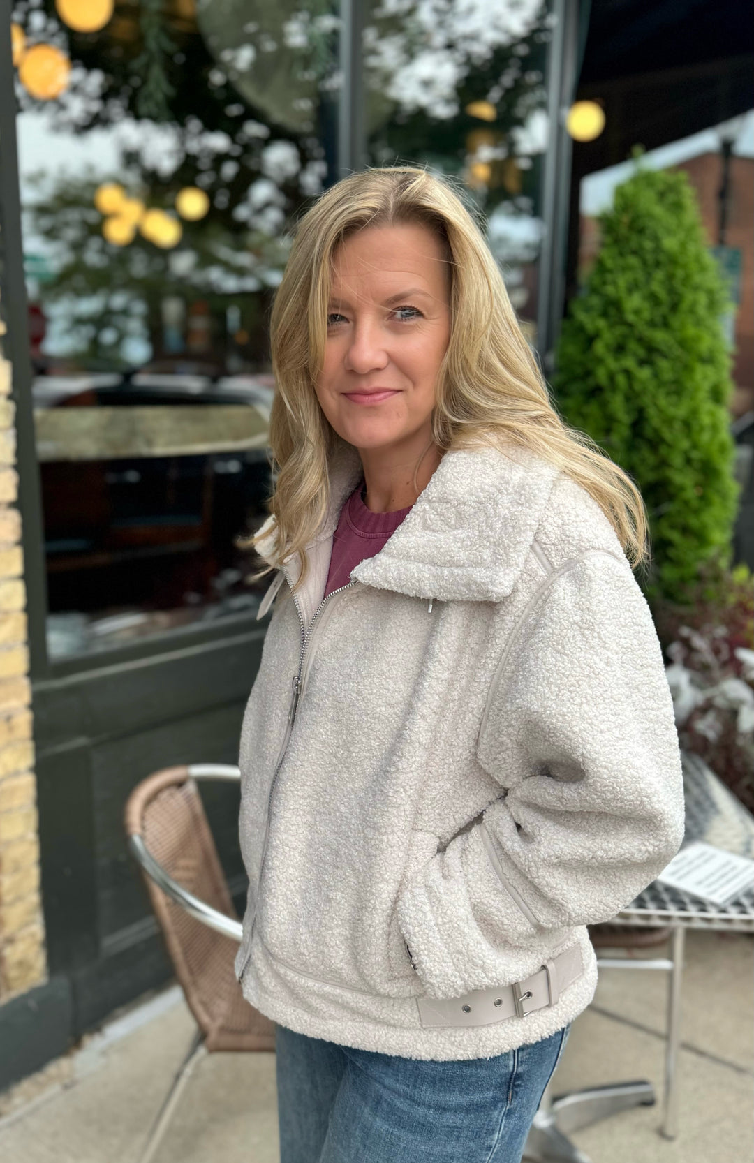 TAHOE OATMEAL SHERPA FLEECE JACKET