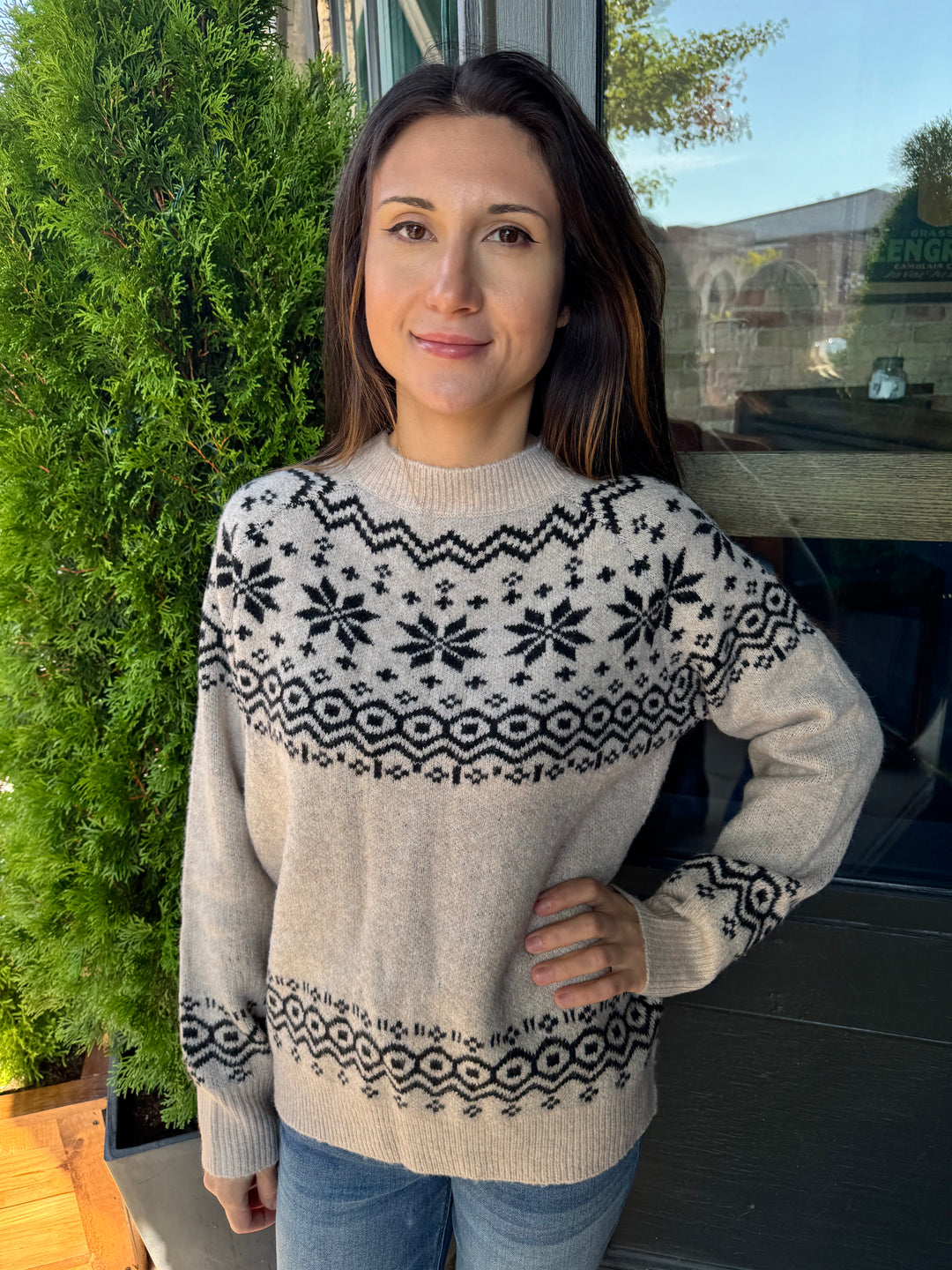 ASTRID BEIGE & BLACK FAIRISLE SWEATER