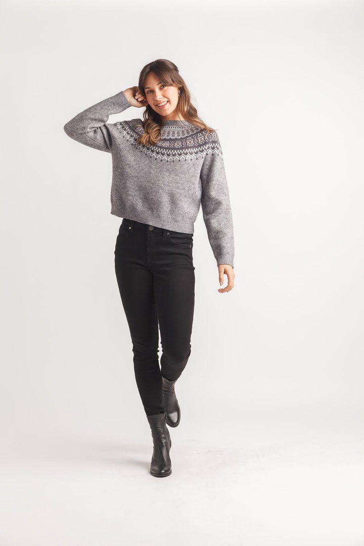 ADLEY CHARCOAL FAIRISLE SWEATER