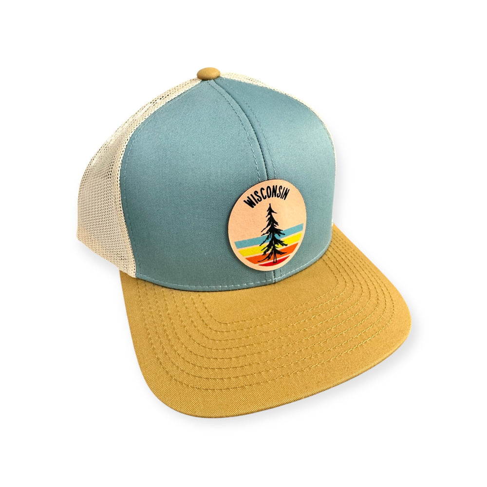 SMOKE BLUE WISCONSIN LEATHER PINE PATCH HAT

