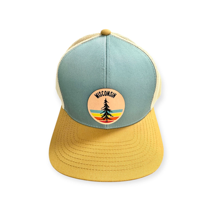 SMOKE BLUE WISCONSIN LEATHER PINE PATCH HAT
