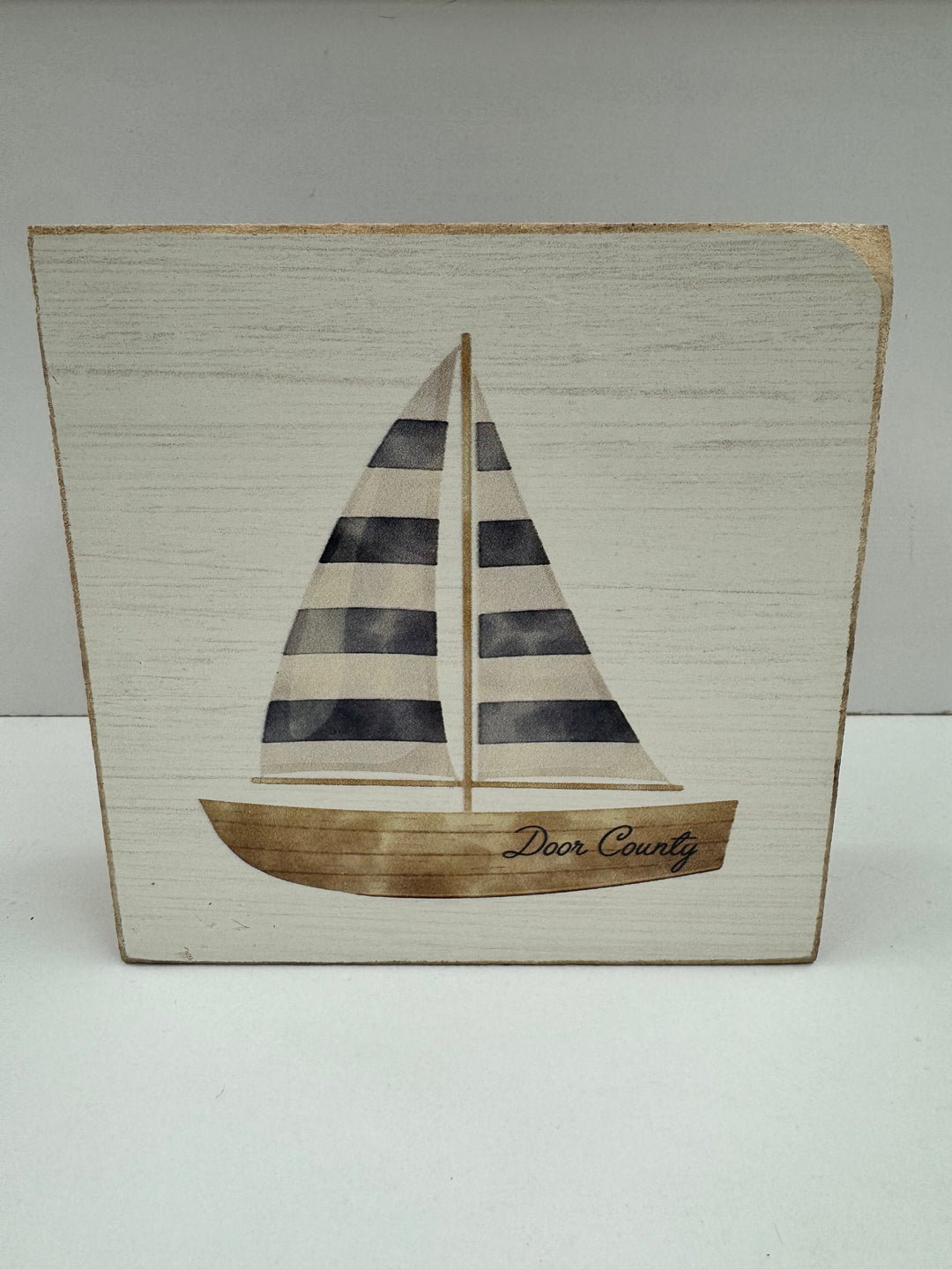 DOOR COUNTY WATERCOLOR SAILBOAT BLOCK SIGN