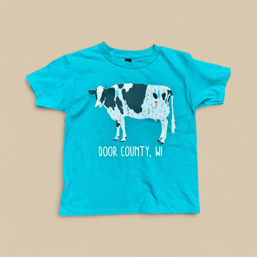 KIDS DOOR COUNTY FLORAL COW T-SHIRT
