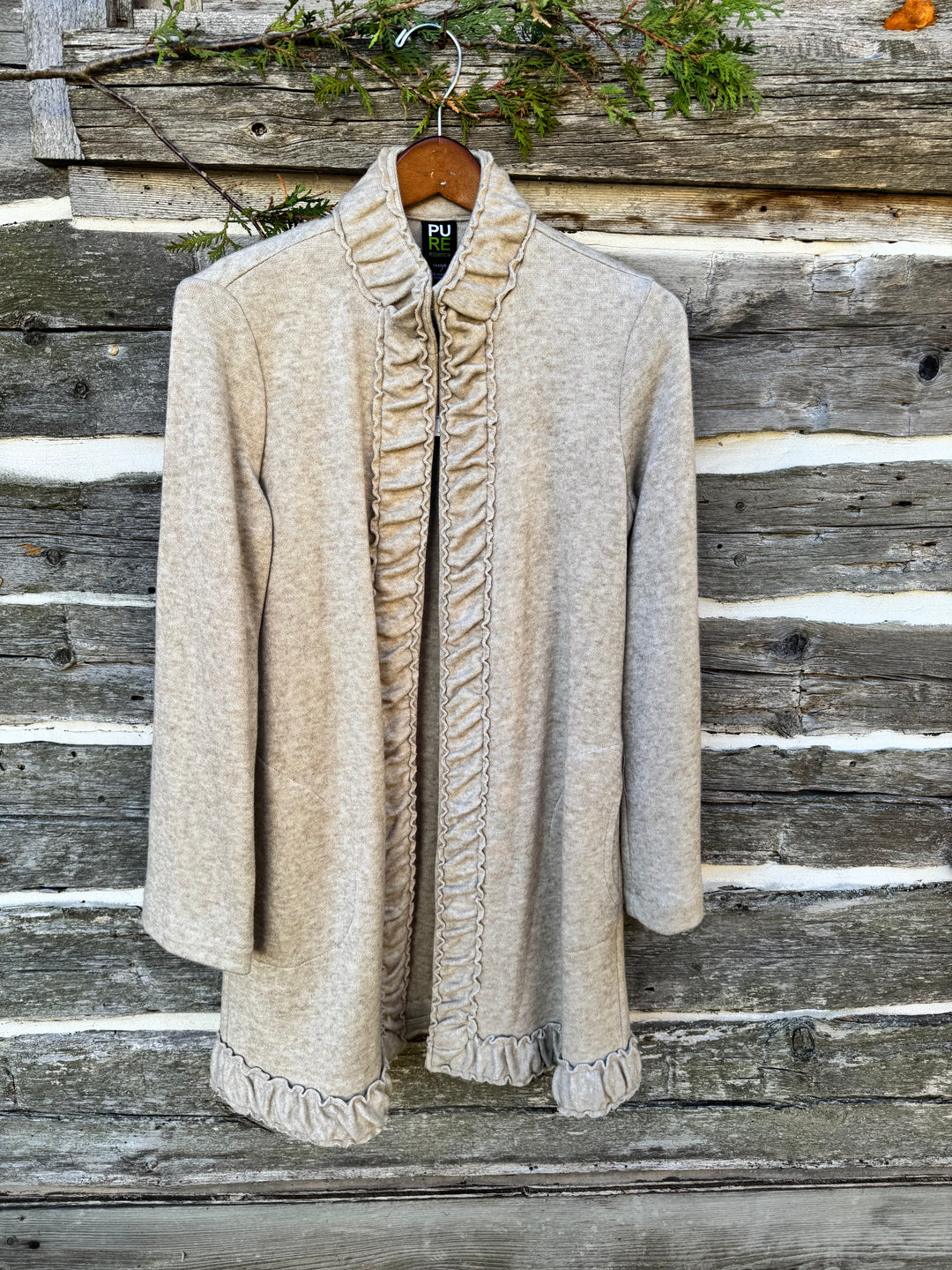 CATHERINE OYSTER  RUFFLE EDGE COATIGAN