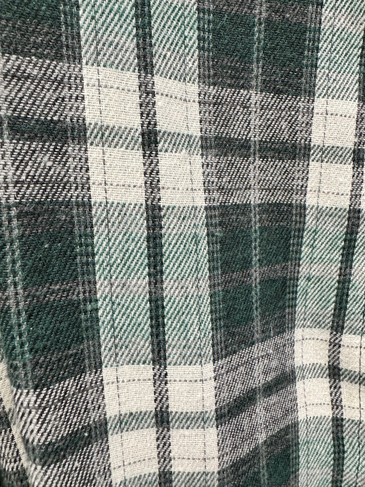 CASSIE EVERGREEN PLAID FLARE SHIRT DRESS