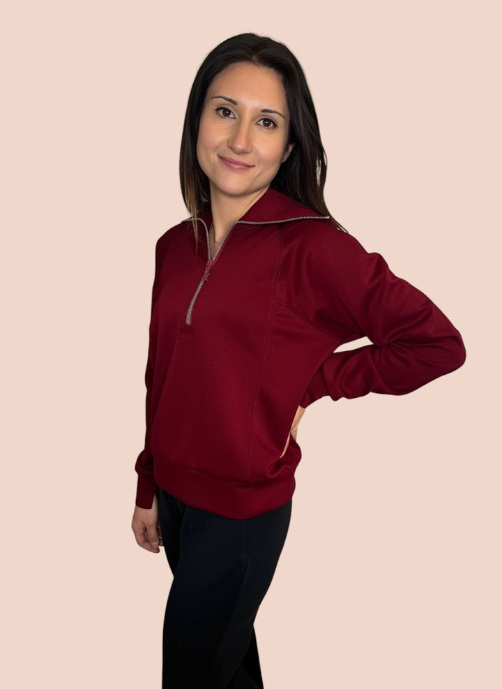 JOSIE WINE 1/4 ZIP PULLOVER