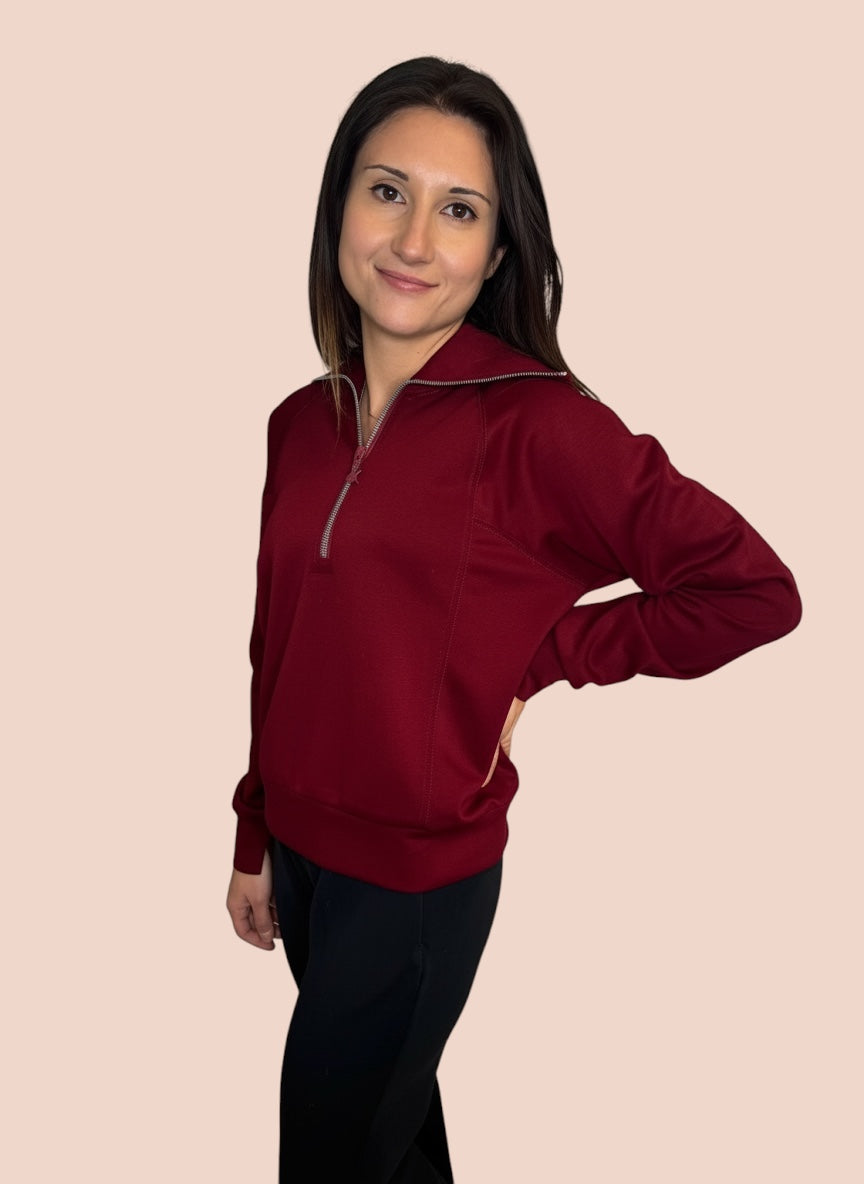 JOSIE WINE 1/4 ZIP PULLOVER
