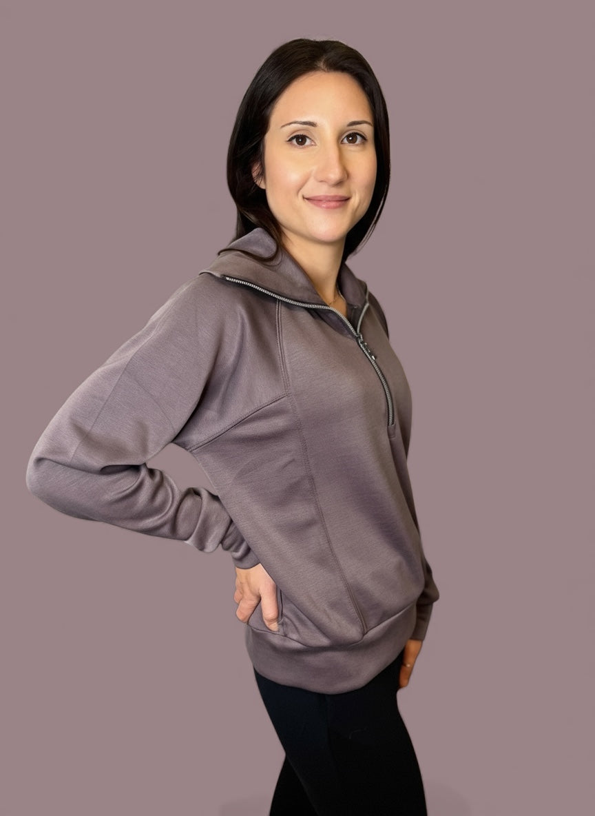 JOSIE CHARCOAL 1/4 ZIP PULLOVER

