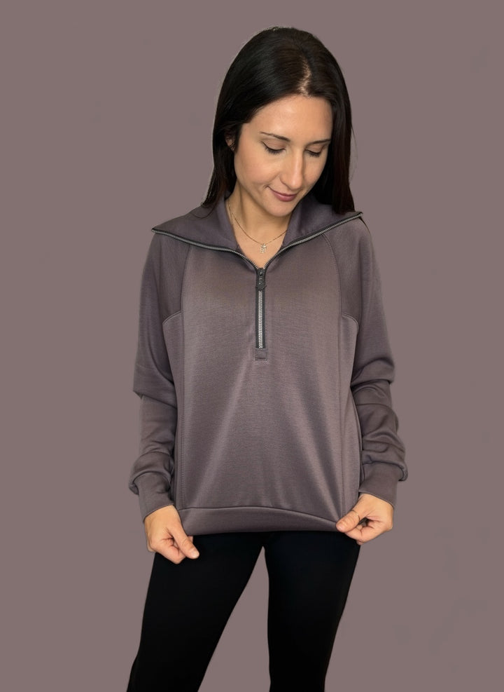 JOSIE CHARCOAL 1/4 ZIP PULLOVER