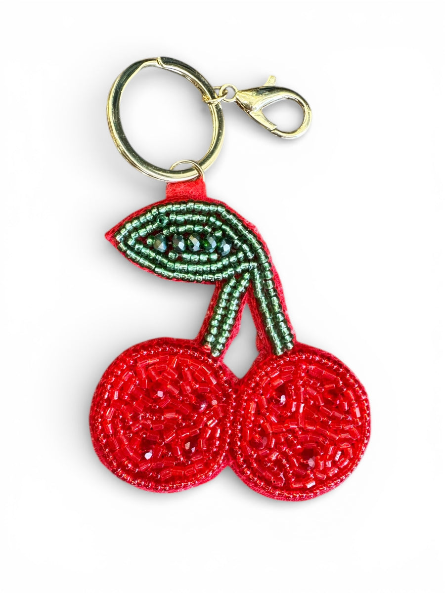 CHERRY BEADED BAG CHARM
