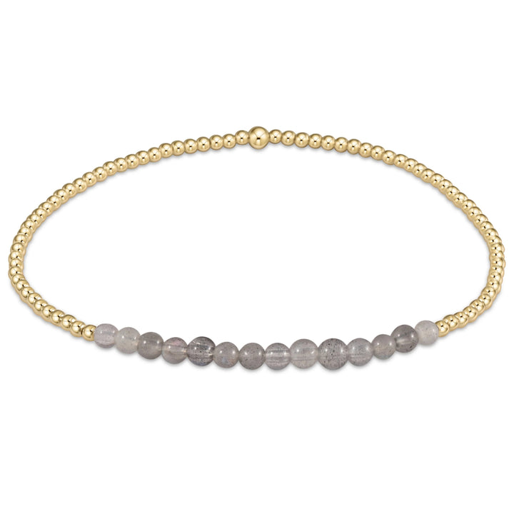 LABRADORITE GOLD BLISS 2MM BEAD BRACELET