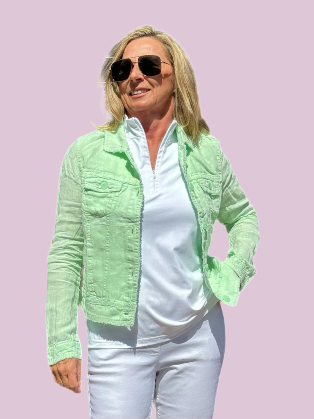 CLEAR SEAFOAM ABBY LINEN JACKET