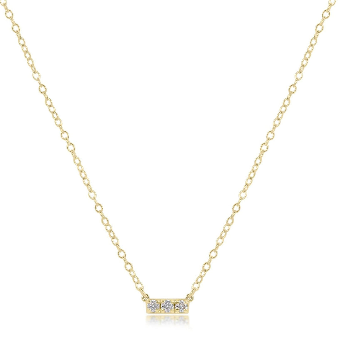 14K GOLD & 3 DIAMOND SIGNIFICANCE BAR NECKLACE