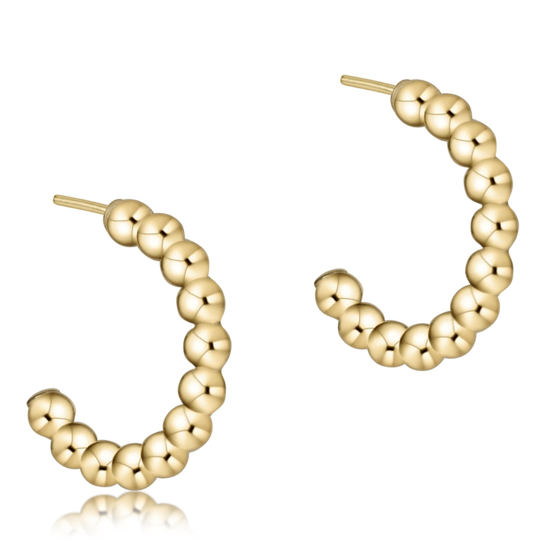 GOLD 3MM BEADED CLASSIC 1" POST EARRINGS