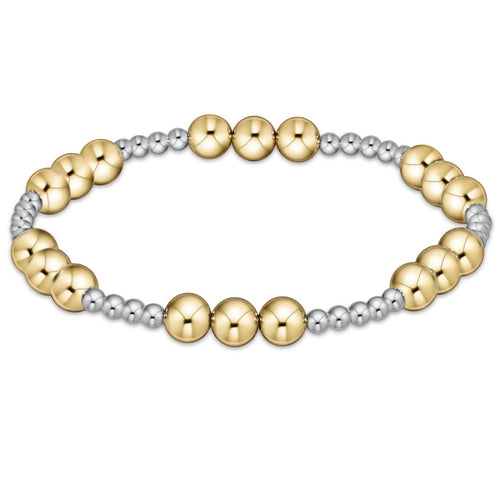 Mixed Metal Classic Joy Pattern 6mm Bead Bracelet