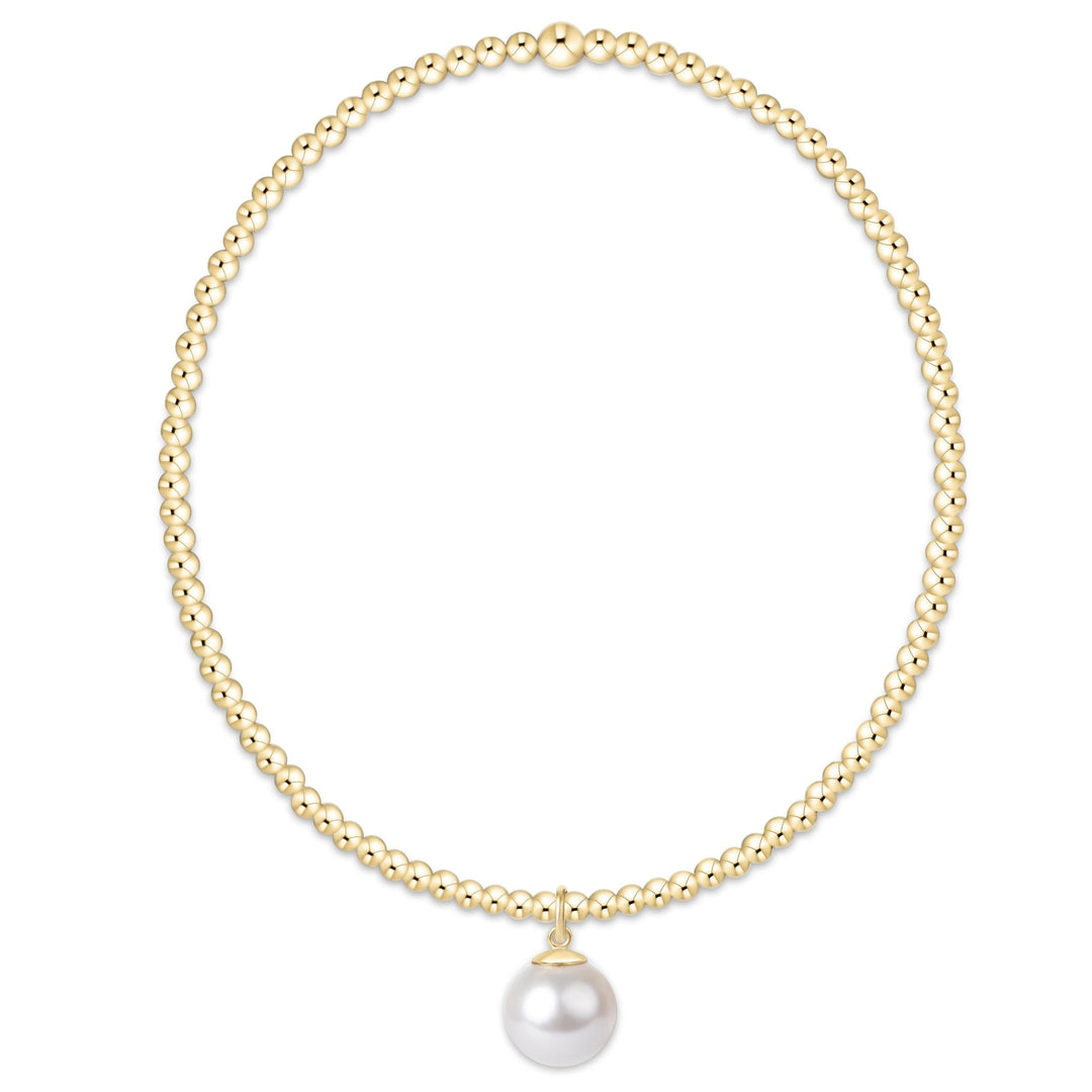 CLASSIC PEARL CHARM GOLD 2MM BRACELET - 8MM CHARM