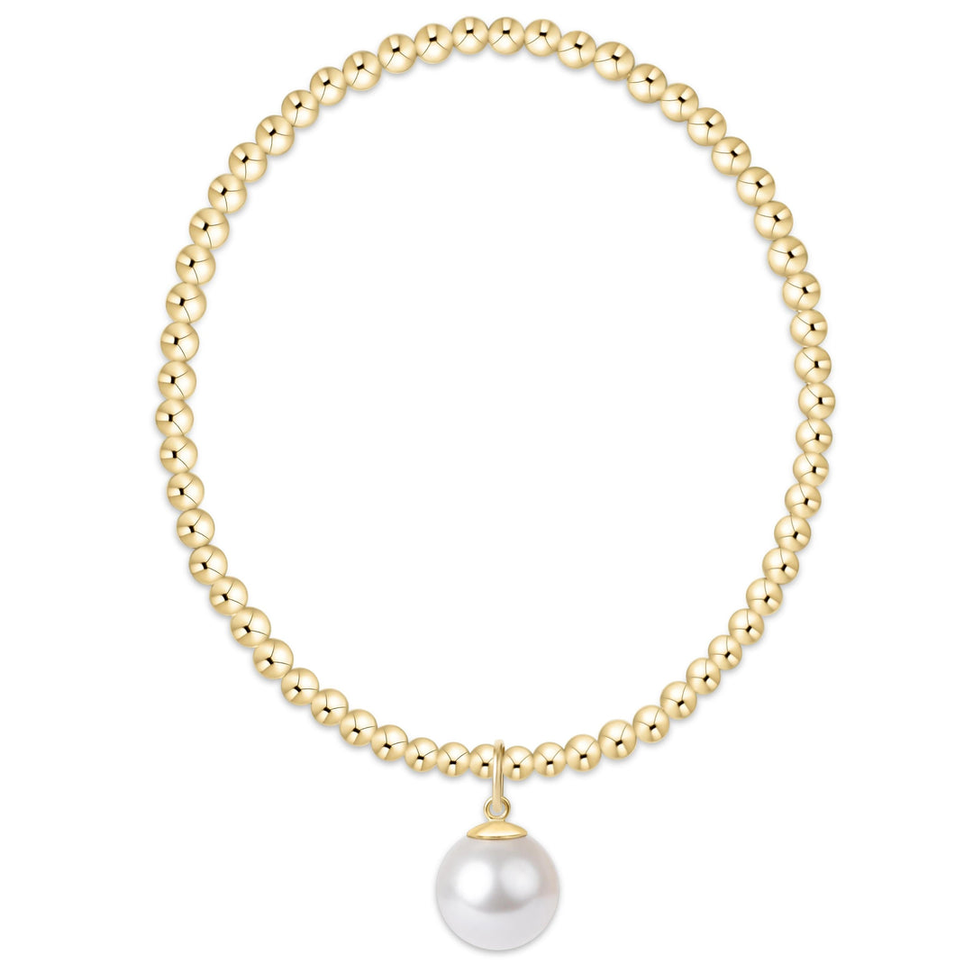 CLASSIC PEARL CHARM GOLD 3MM BRACELET - 10MM CHARM