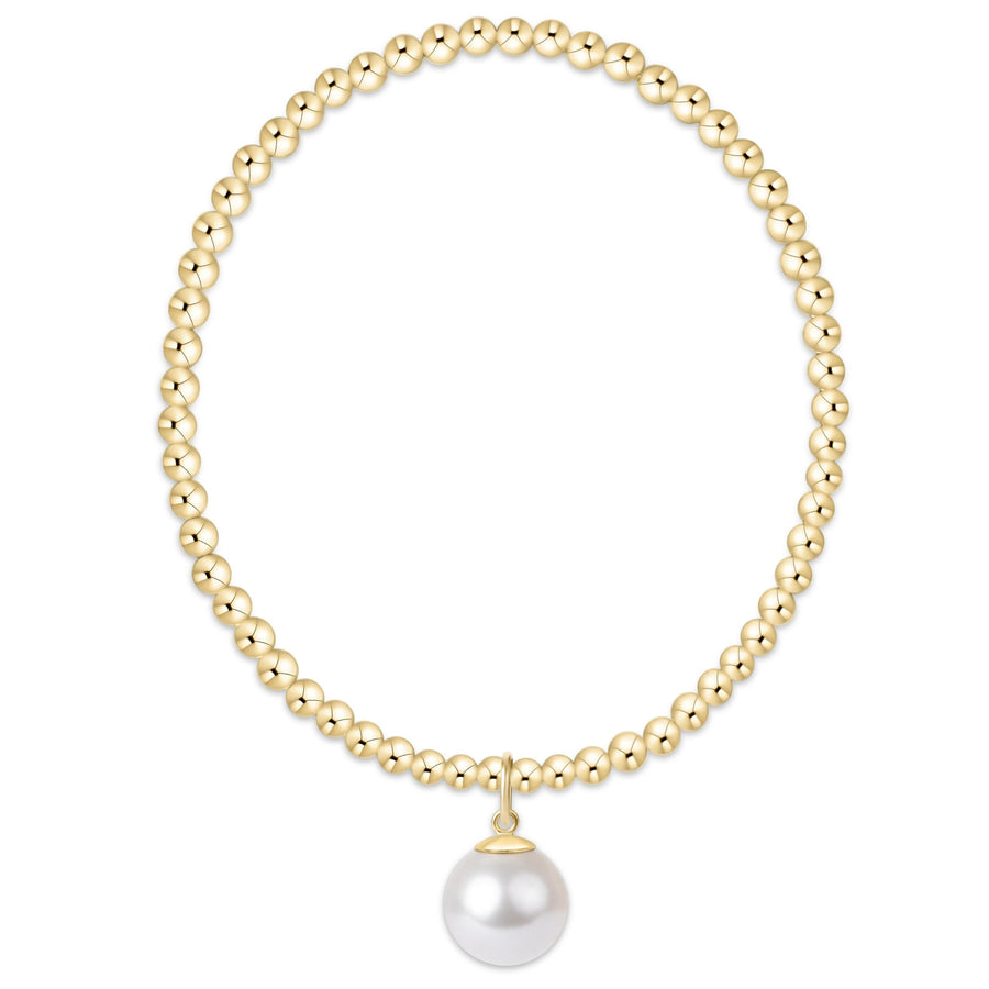 CLASSIC PEARL CHARM GOLD 3MM BRACELET - 10MM CHARM
