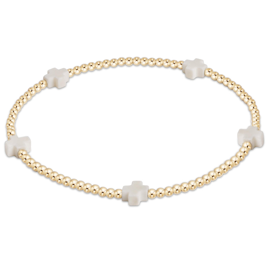 SMALL OFF WHITE SIGNATURE CROSS 2MM BRACELET
