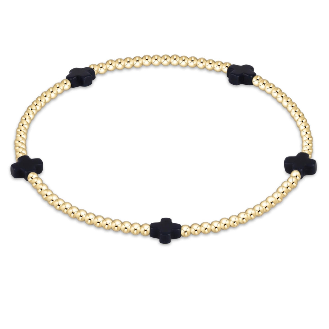 SMALL NAVY SIGNATURE CROSS 2MM BRACELET