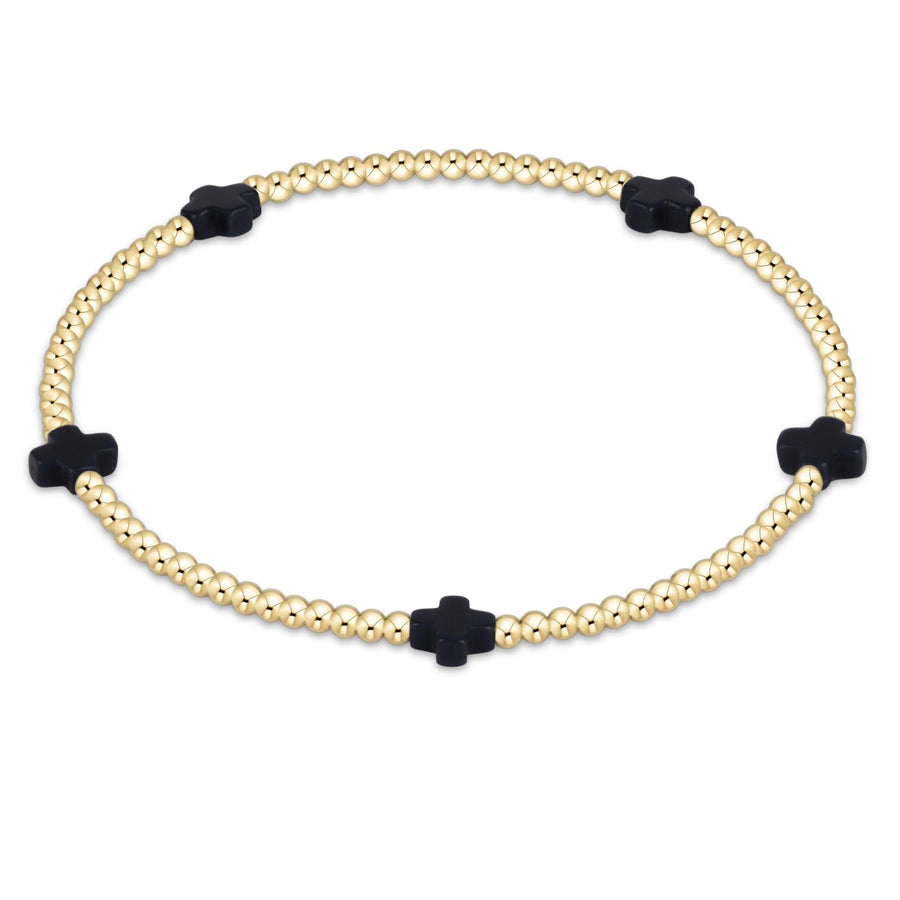 SMALL NAVY SIGNATURE CROSS 2MM BRACELET
