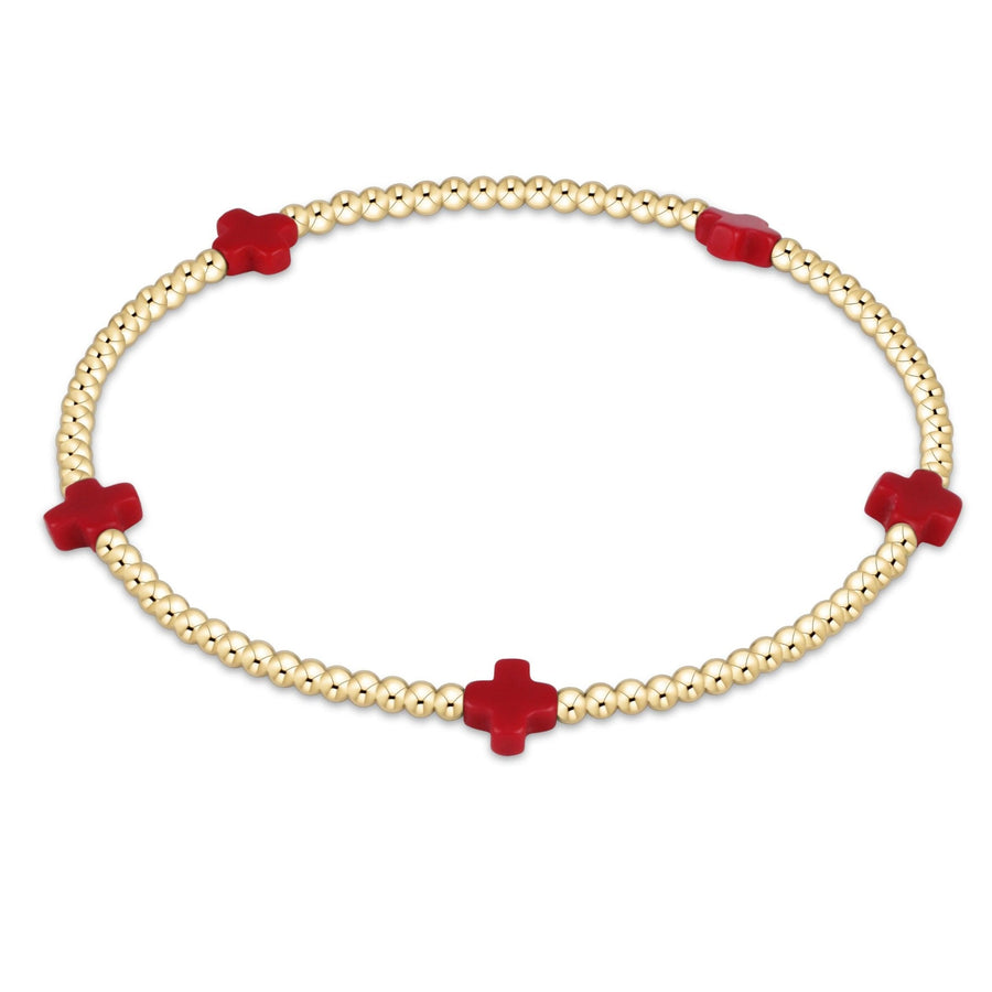 SMALL RED SIGNATURE CROSS 2MM BRACELET
