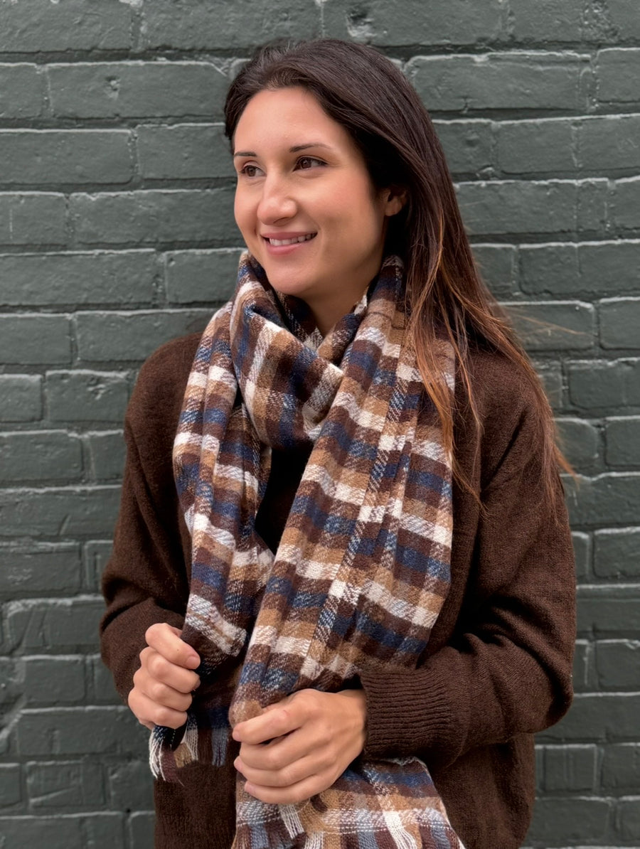 COMFORT & JOY NEUTRAL PLAID SCARF
