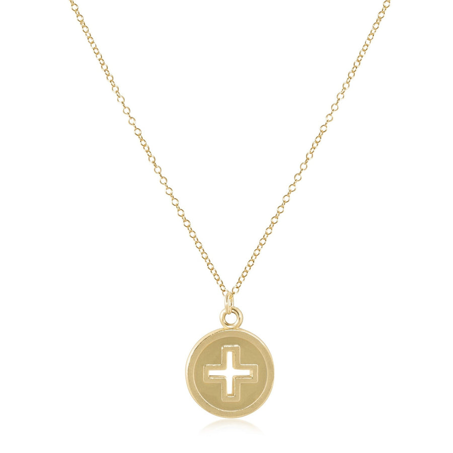16" SIGNATURE CROSS GOLD DISC NECKLACE
