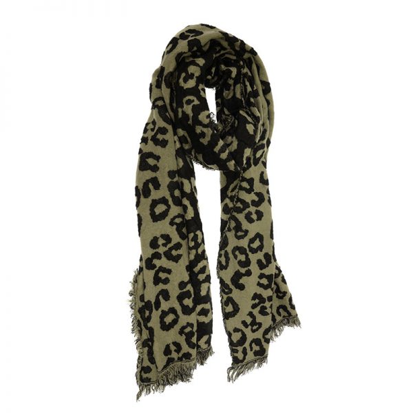 OLIVE LEOPARD PRINT SCARF