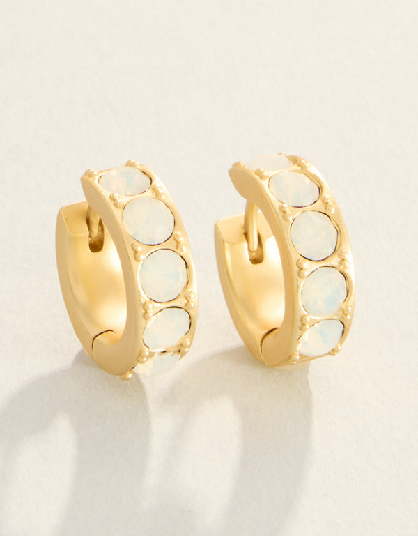 WHITE OPAL LIGHTNER HOOP EARRINGS
