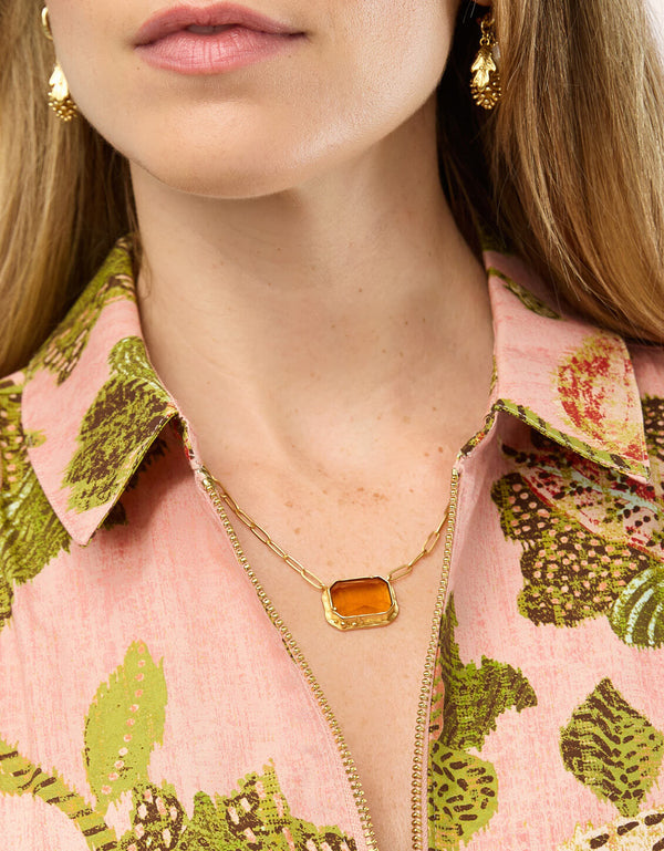 MARION TOPAZ 20" RECTANGLE NECKLACE