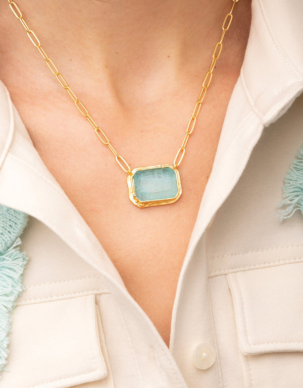 MARION SEA FOAM 20" RECTANGLE NECKLACE