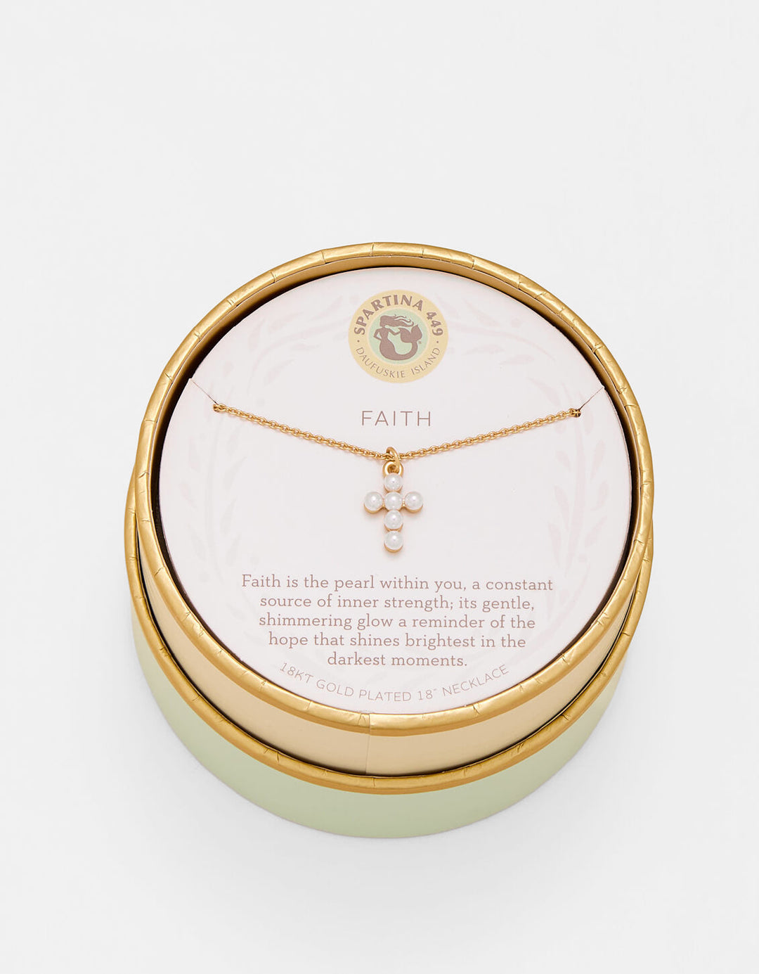 GOLD SEA LA VIE FAITH PEARL CROSS NECKLACE