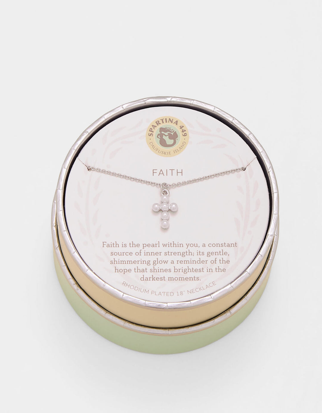 SILVER SEA LA VIE FAITH PEARL CROSS NECKLACE