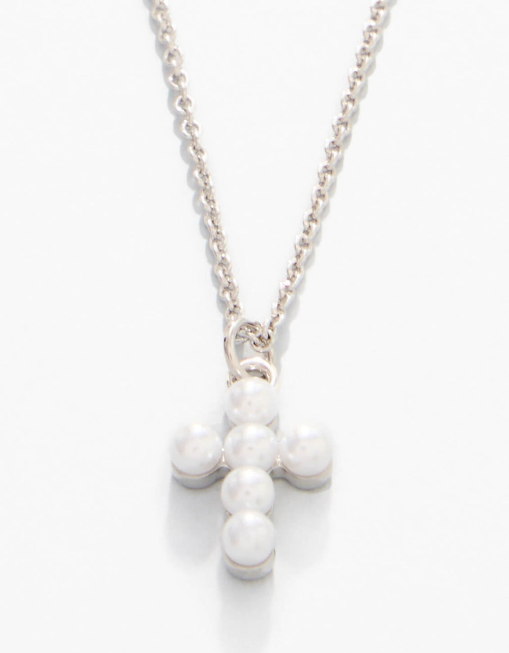SILVER SEA LA VIE FAITH PEARL CROSS NECKLACE
