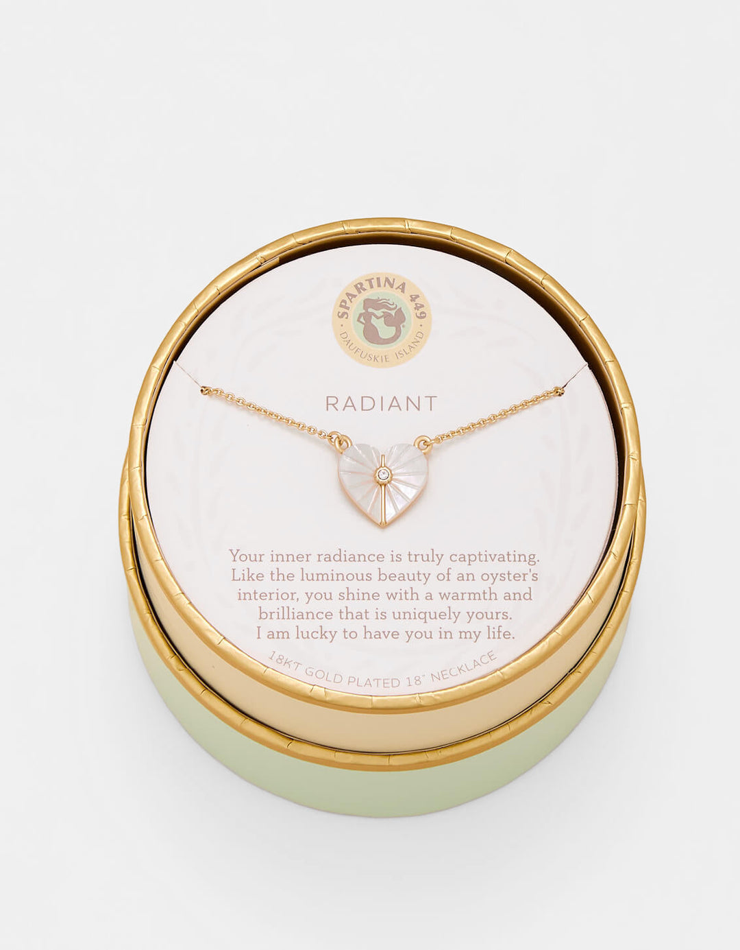 GOLD SEA LA VIE RADIANT MOTHER OF PEARL HEART NECKLACE