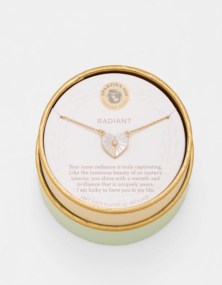 GOLD SEA LA VIE RADIANT MOTHER OF PEARL HEART NECKLACE