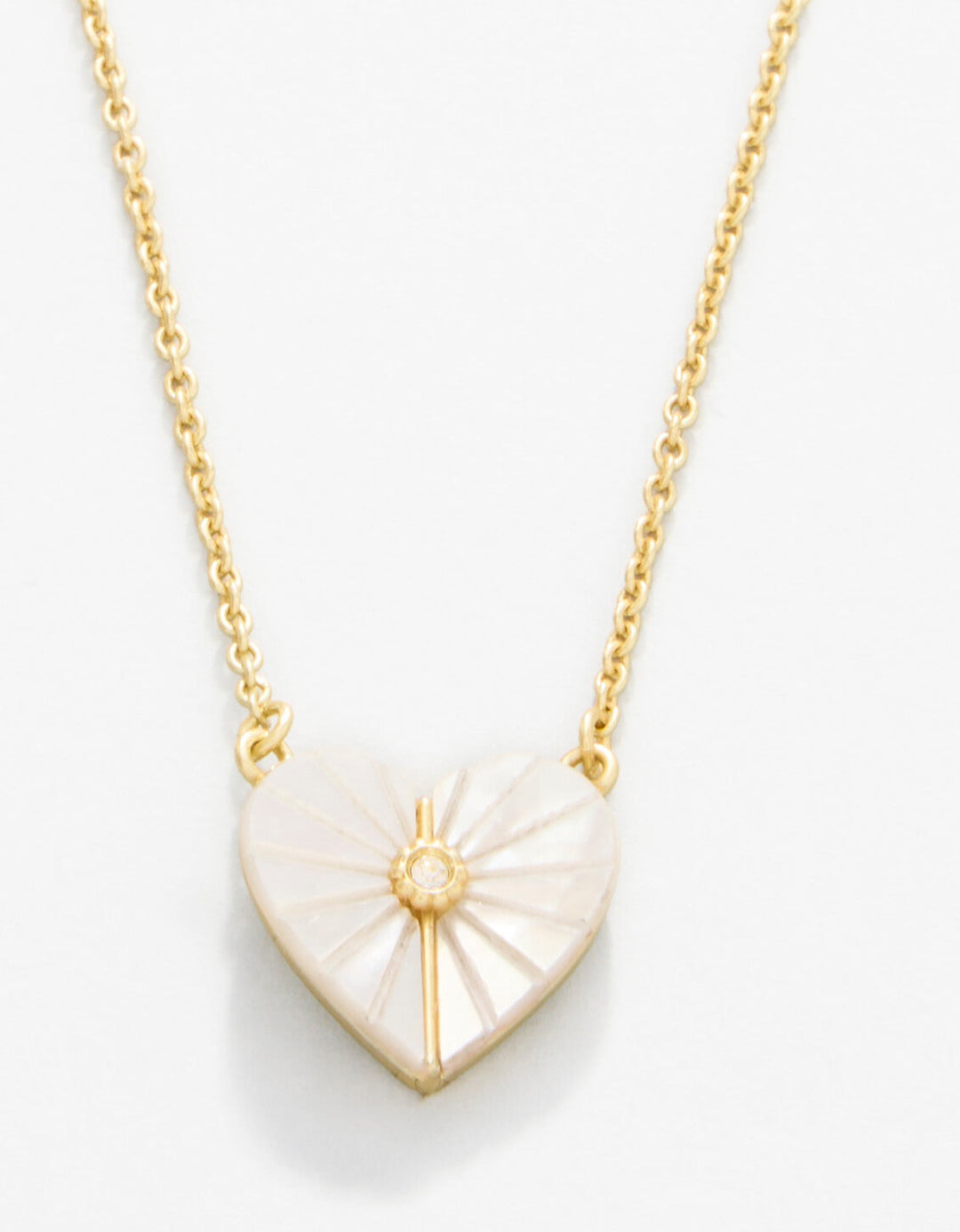 GOLD SEA LA VIE RADIANT MOTHER OF PEARL HEART NECKLACE