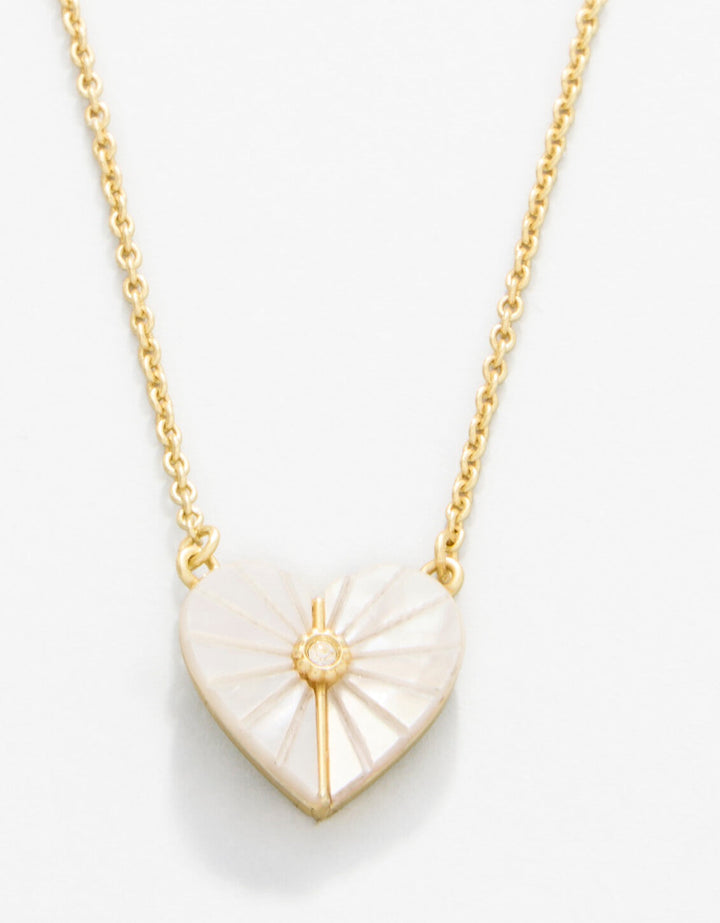 GOLD SEA LA VIE RADIANT MOTHER OF PEARL HEART NECKLACE