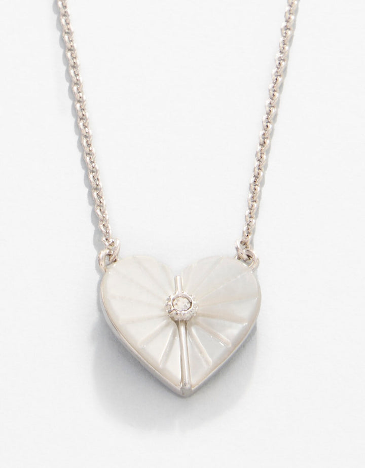 SILVER SEA LA VIE RADIANT MOTHER OF PEARL HEART NECKLACE
