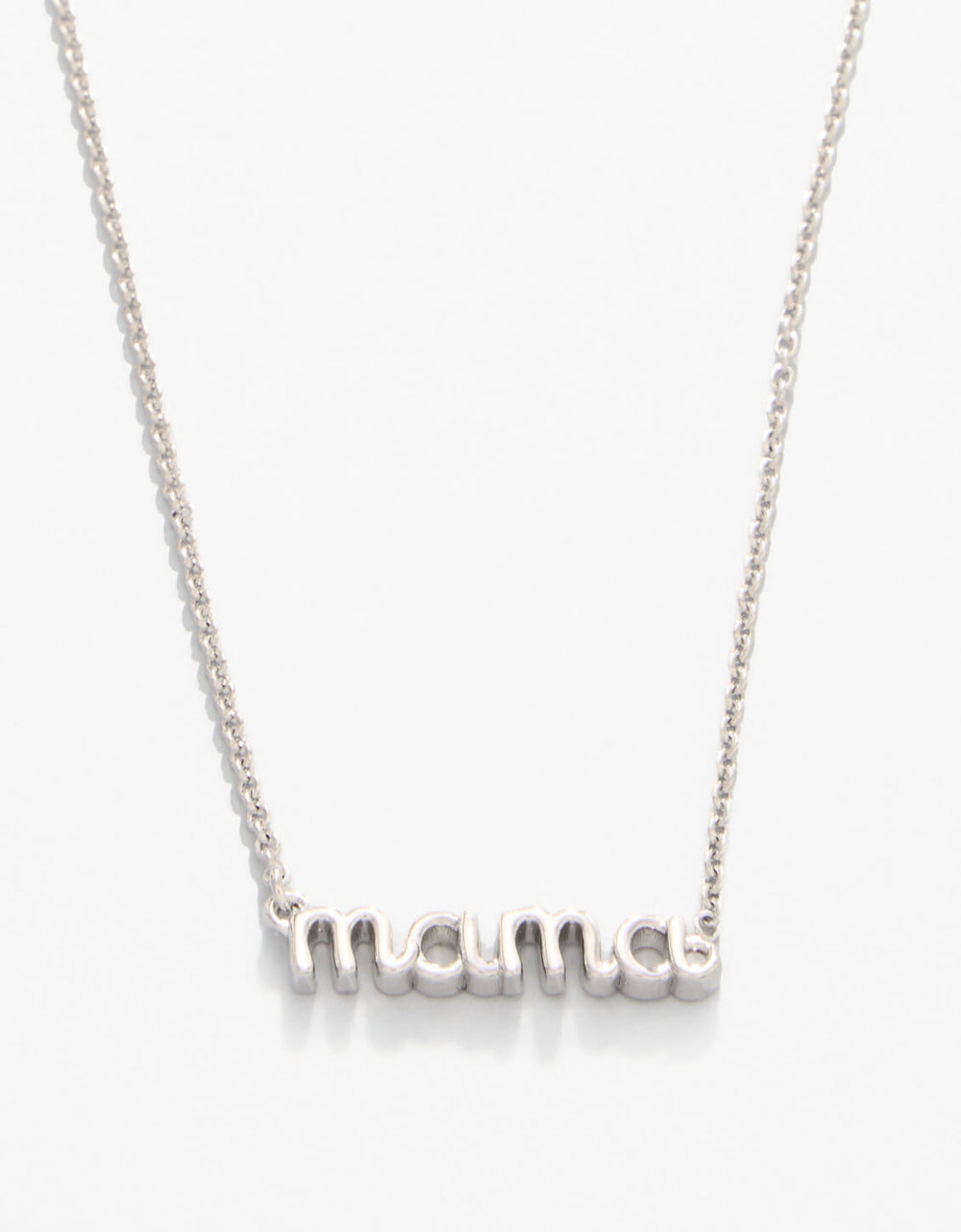 SILVER SEA LA VIE THANKS MAMA SCRIPT NECKLACE
