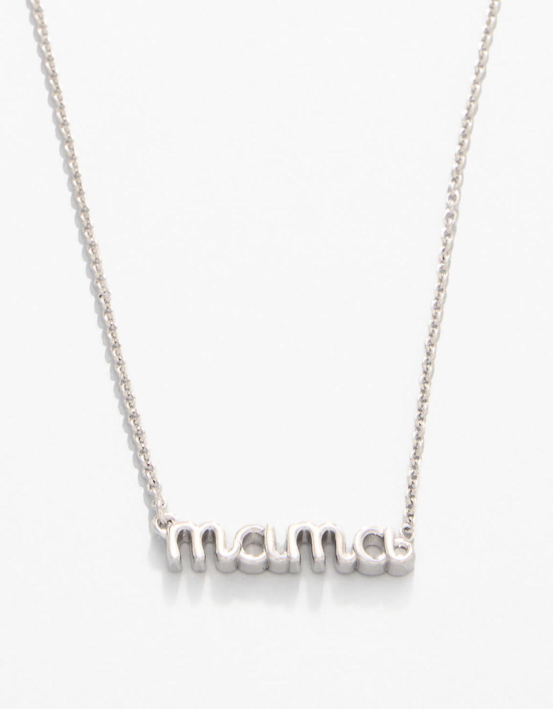 SILVER SEA LA VIE THANKS MAMA SCRIPT NECKLACE