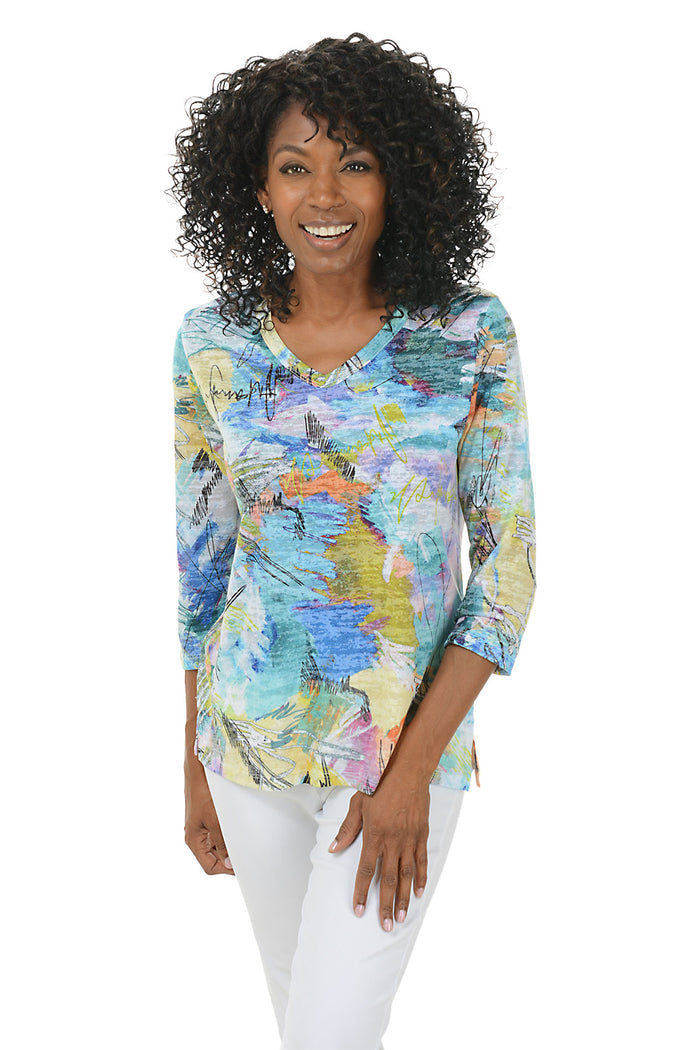 KELLY SUBLIMATION V-NECK TOP
