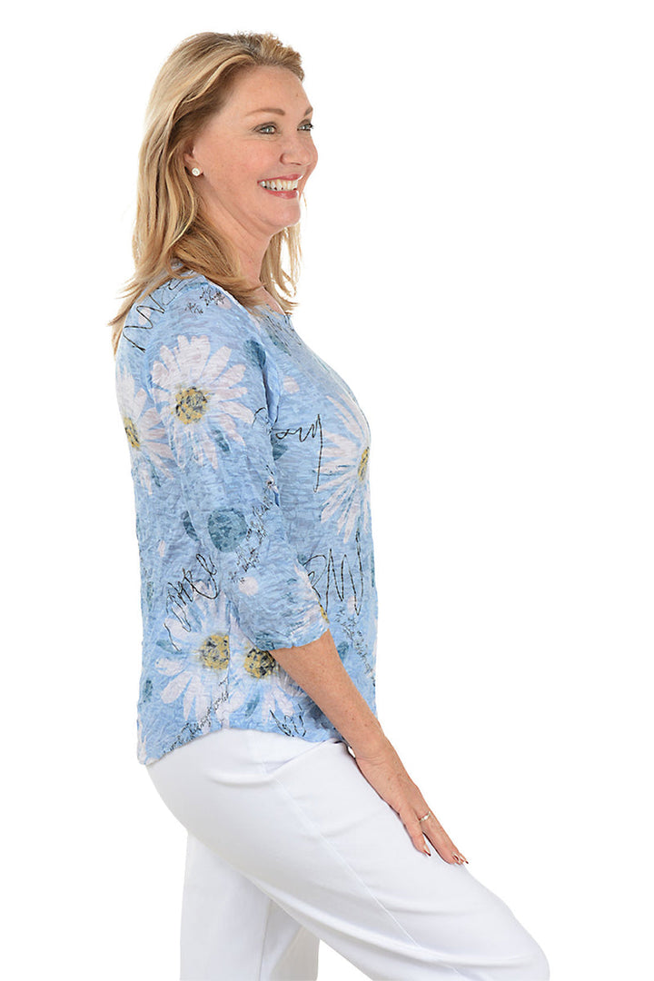 CLAIRE DAISY PRINT 3/4 SLEEVE TOP