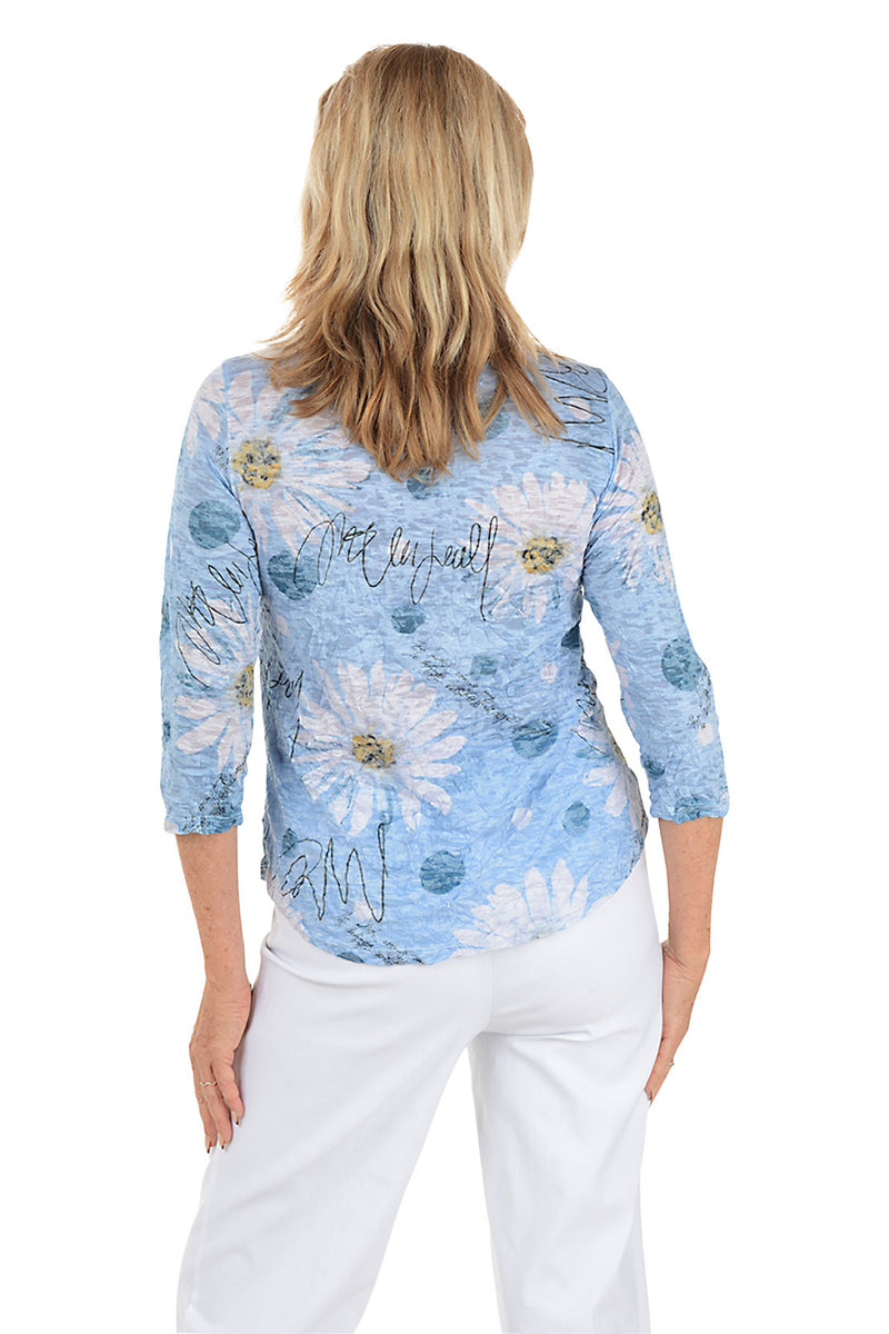 CLAIRE DAISY PRINT 3/4 SLEEVE TOP