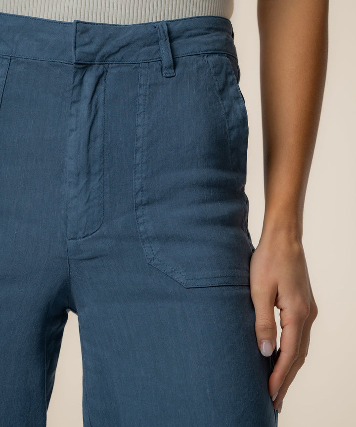 TOPAZ COASTAL BLUE HIGH RISE WIDE LEG PANT W/PORKCHOP POCKETS