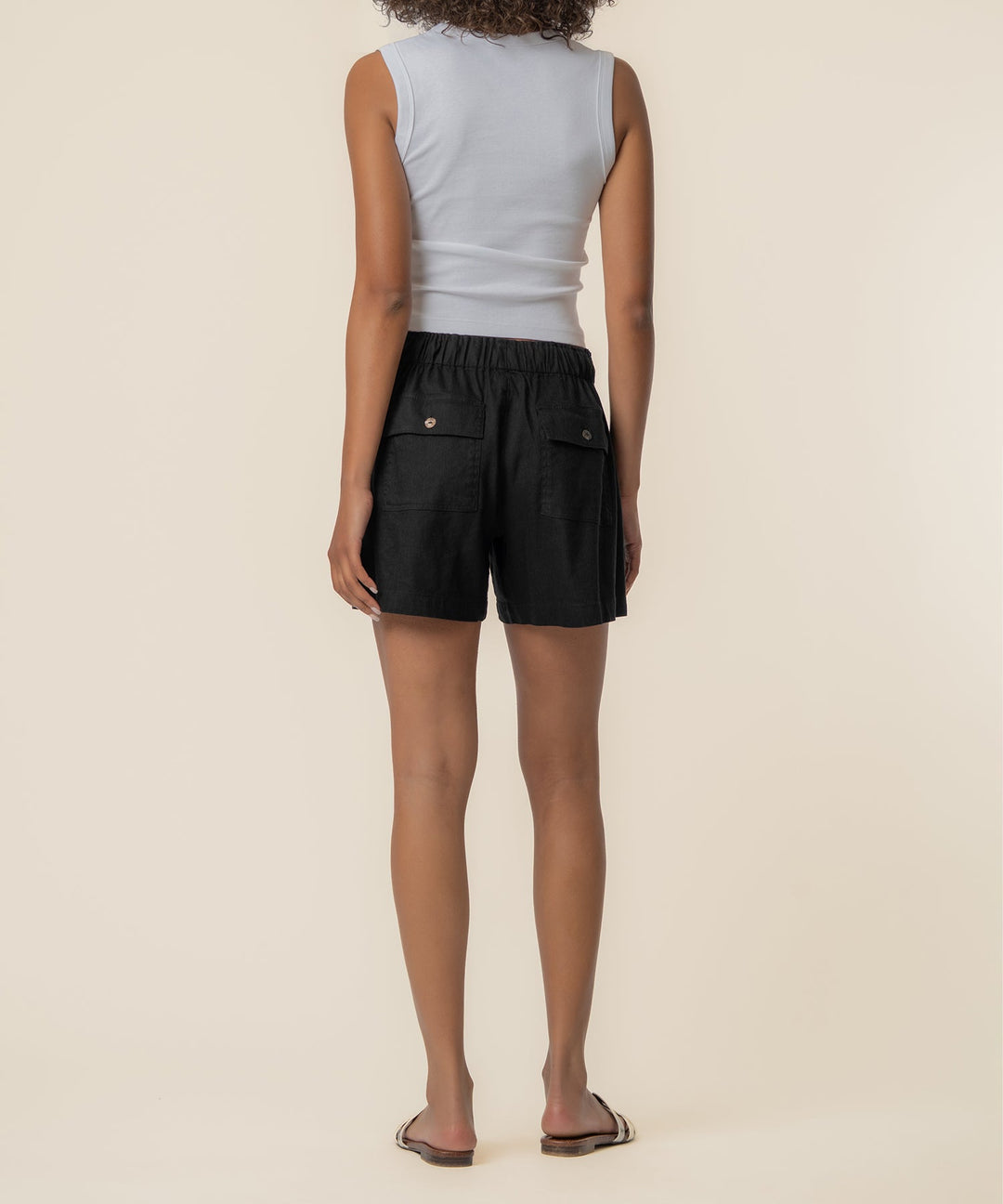 KATANA BLACK LINEN DRAWSTRING SHORTS