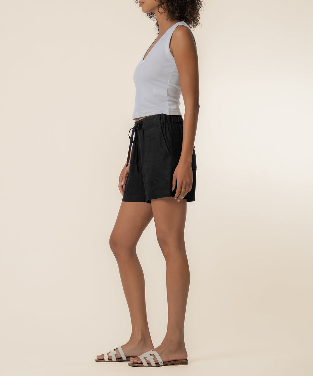 KATANA BLACK LINEN DRAWSTRING SHORTS
